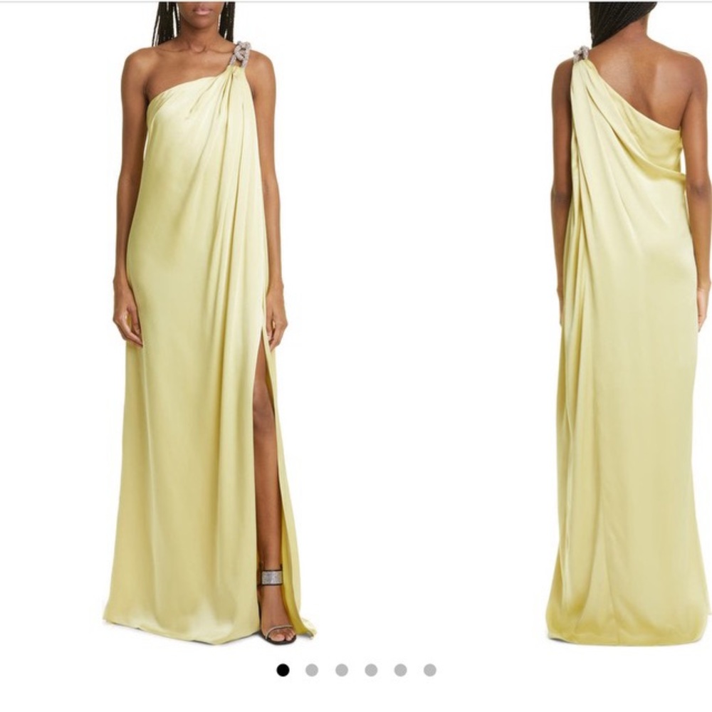 Stella McCartney Falabella Crystal Chain Satin Maxi Dress